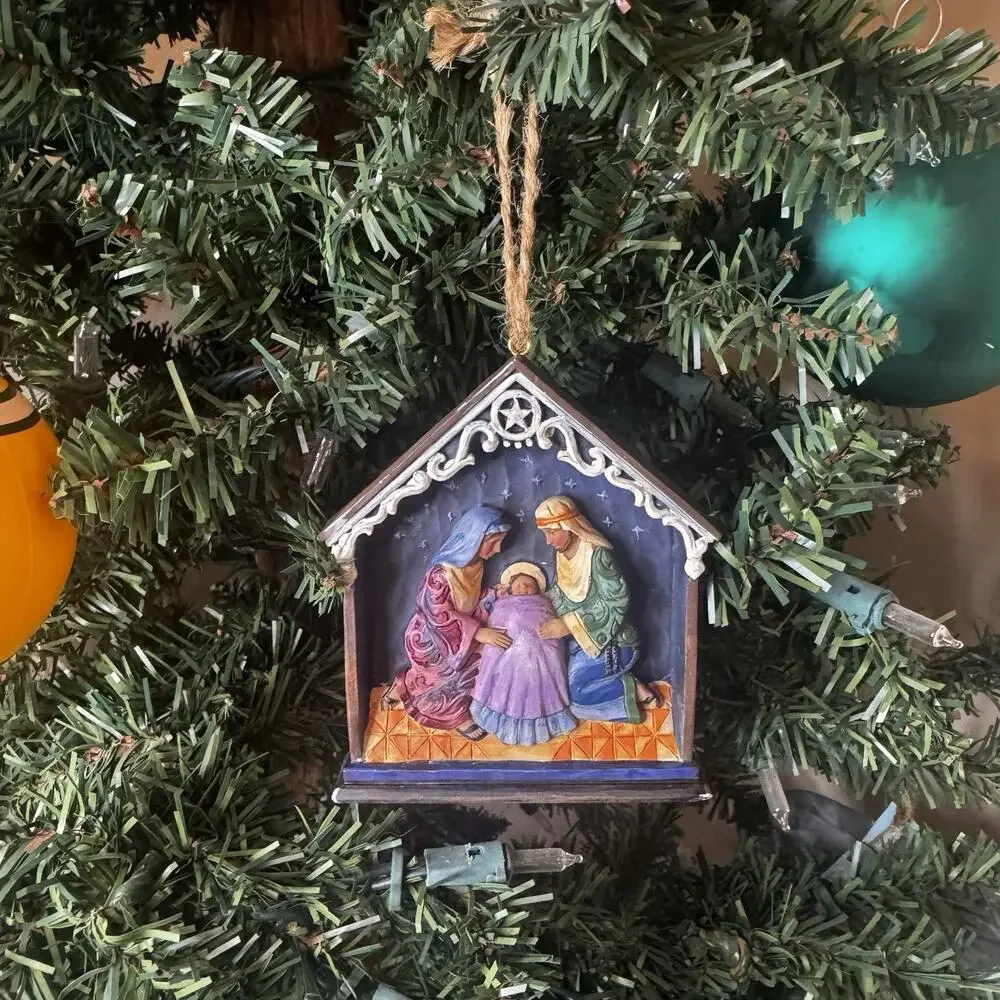 Jim Shore Heartwood Creek Christmas Ornament Holy Family in Stable Nativity 2011